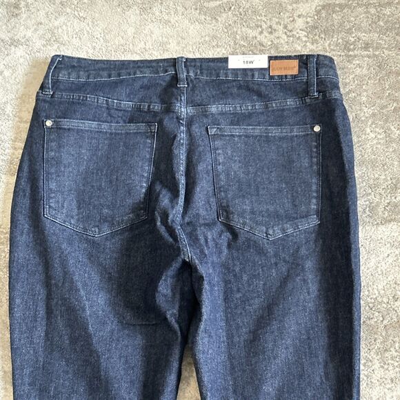 Judy Blue Jeans Womens 18W Skinny Fit Dark Wash Stretch Raw Hem JB88703DK New - Picture 9 of 10